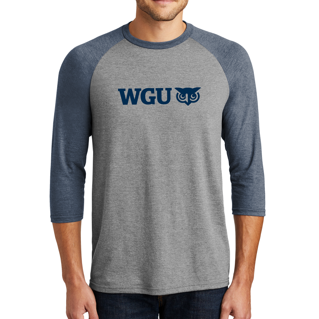 District Made® Mens Perfect Tri® 3/4-Sleeve Raglan - College Color Day