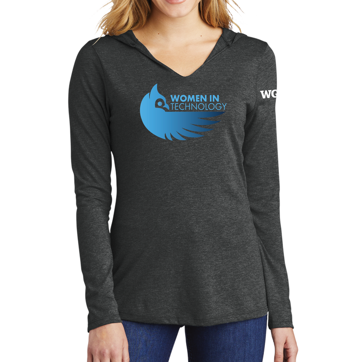 District Made Ladies Perfect Tri Long Sleeve Hoodie - Women in Tech