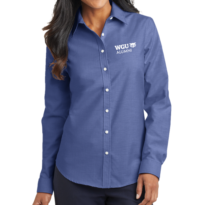 Port Authority® Ladies SuperPro™ Oxford Shirt - Alumni