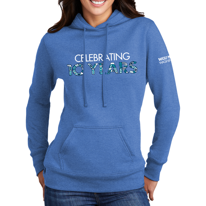 Port & Company ® Ladies Core Fleece Pullover Hooded Sweatshirt - Washington 10 Years