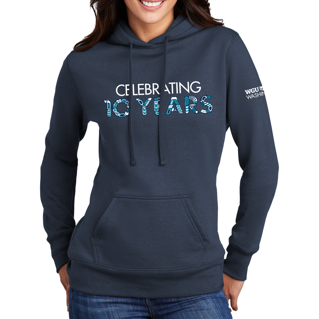 Port & Company ® Ladies Core Fleece Pullover Hooded Sweatshirt - Washington 10 Years