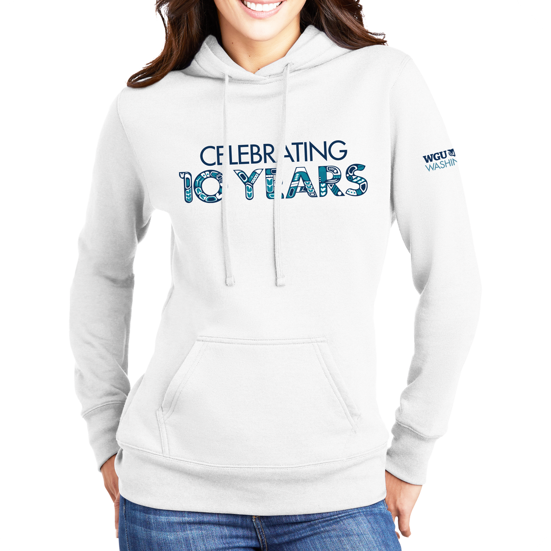 Port & Company ® Ladies Core Fleece Pullover Hooded Sweatshirt - Washington 10 Years