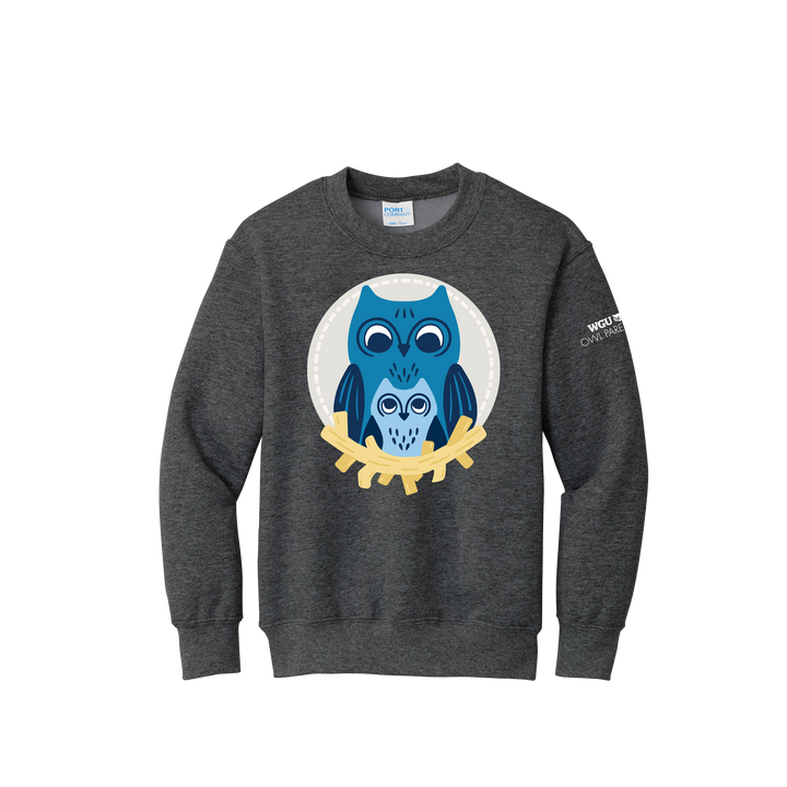Youth Port & Company Core Fleece Crewneck Sweatshirt - Owl Parents