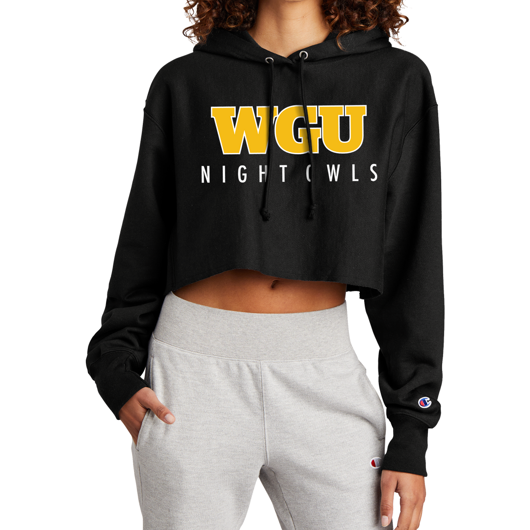 Champion Women’s Reverse Weave Cropped Cut-Off Hooded Sweatshirt - Night Owl