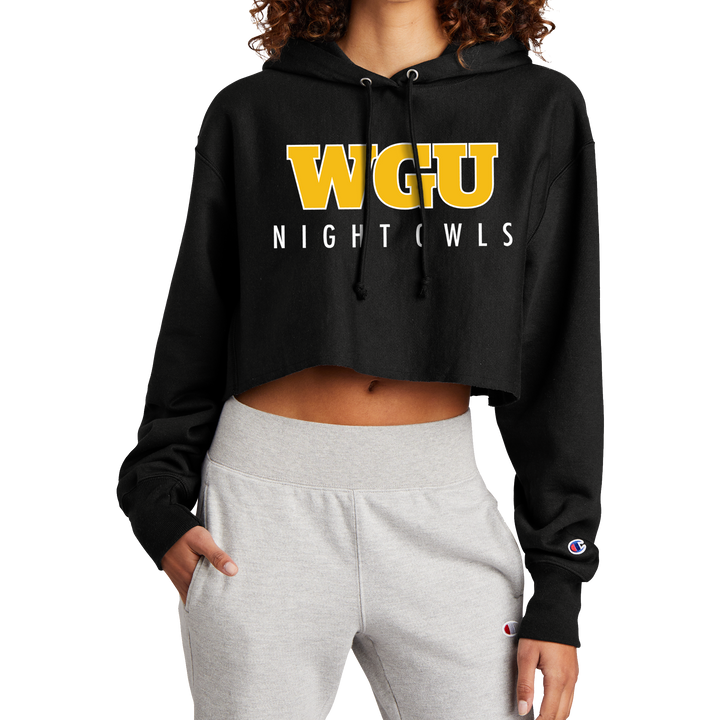 Champion Women’s Reverse Weave Cropped Cut-Off Hooded Sweatshirt - Night Owl